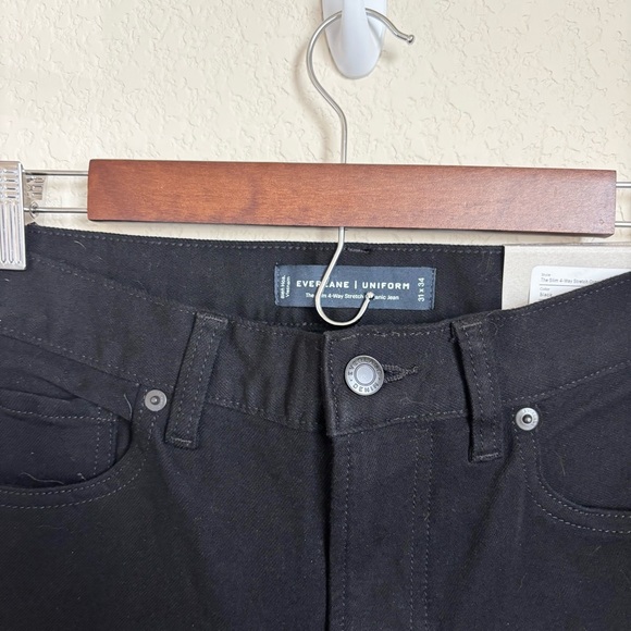 Everlane Uniform 4-Way Stretch Mens Black Denim Jeans 31x34 High Stretch Organic - Picture 4 of 13
